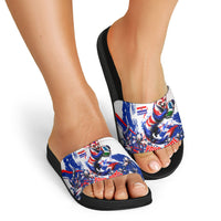 Personalized Croatia Marten Soccer Slide Sandals Croatian Flag Abstract Brush Stroke