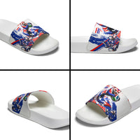 Personalized Croatia Marten Soccer Slide Sandals Croatian Flag Abstract Brush Stroke