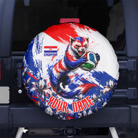 Personalized Croatia Marten Soccer Spare Tire Cover Croatian Flag Abstract Brush Stroke