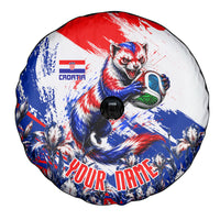 Personalized Croatia Marten Soccer Spare Tire Cover Croatian Flag Abstract Brush Stroke