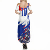 Personalized Croatia Marten Soccer Summer Maxi Dress Croatian Flag Abstract Brush Stroke