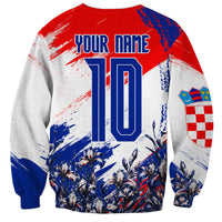 Personalized Croatia Marten Soccer Sweatshirt Croatian Flag Abstract Brush Stroke