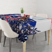 Personalized Croatia Marten Soccer Tablecloth Croatian Flag Abstract Brush Stroke