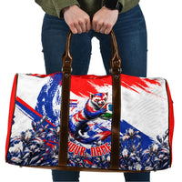 Personalized Croatia Marten Soccer Travel Bag Croatian Flag Abstract Brush Stroke