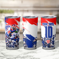 Personalized Croatia Marten Soccer Tumbler Cup Croatian Flag Abstract Brush Stroke