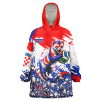 Personalized Croatia Marten Soccer Wearable Blanket Hoodie Croatian Flag Abstract Brush Stroke