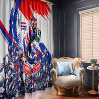 Personalized Croatia Marten Soccer Window Curtain Croatian Flag Abstract Brush Stroke