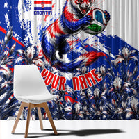Personalized Croatia Marten Soccer Window Curtain Croatian Flag Abstract Brush Stroke