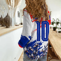 Personalized Croatia Marten Soccer Women Casual Shirt Croatian Flag Abstract Brush Stroke