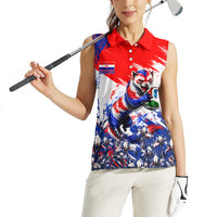 Personalized Croatia Marten Soccer Women Sleeveless Polo Shirt Croatian Flag Abstract Brush Stroke