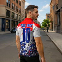 Personalized Croatia Marten Soccer Zipper Polo Shirt Croatian Flag Abstract Brush Stroke