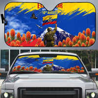 Ecuador Independence Day August 10 Auto Sun Shade Patriotic Heritage Virgin Statue And Soldier