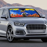 Ecuador Independence Day August 10 Auto Sun Shade Patriotic Heritage Virgin Statue And Soldier