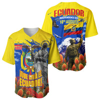 Ecuador Independence Day August 10 Baseball Jersey Patriotic Heritage Virgin Statue And Soldier