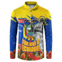 Ecuador Independence Day August 10 Button Sweatshirt Patriotic Heritage Virgin Statue And Soldier