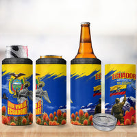 Ecuador Independence Day August 10 4 in 1 Can Cooler Tumbler Patriotic Heritage Virgin Statue And Soldier