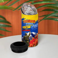 Ecuador Independence Day August 10 4 in 1 Can Cooler Tumbler Patriotic Heritage Virgin Statue And Soldier