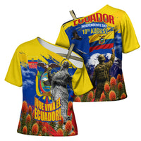 Ecuador Independence Day August 10 Cross Shoulder Shirt Patriotic Heritage Virgin Statue And Soldier