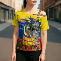 Ecuador Independence Day August 10 Cross Shoulder Shirt Patriotic Heritage Virgin Statue And Soldier