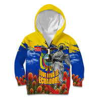 Ecuador Independence Day August 10 Kid Hoodie Patriotic Heritage Virgin Statue And Soldier
