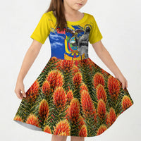 Ecuador Independence Day August 10 Kid Short Sleeve Dress Patriotic Heritage Virgin Statue And Soldier