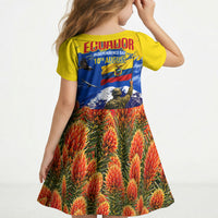 Ecuador Independence Day August 10 Kid Short Sleeve Dress Patriotic Heritage Virgin Statue And Soldier