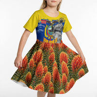 Ecuador Independence Day August 10 Kid Short Sleeve Dress Patriotic Heritage Virgin Statue And Soldier