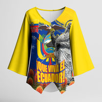 Ecuador Independence Day August 10 Kimono Sleeve Blouse Patriotic Heritage Virgin Statue And Soldier