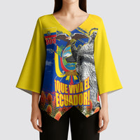 Ecuador Independence Day August 10 Kimono Sleeve Blouse Patriotic Heritage Virgin Statue And Soldier