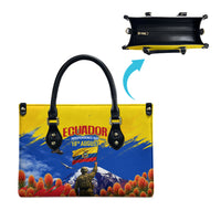 Ecuador Independence Day August 10 Leather Bag Patriotic Heritage Virgin Statue And Soldier