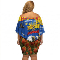 Ecuador Independence Day August 10 Off Shoulder Short Dress Patriotic Heritage Virgin Statue And Soldier