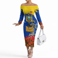 Ecuador Independence Day August 10 Off The Shoulder Long Sleeve Dress Patriotic Heritage Virgin Statue And Soldier