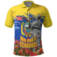 Ecuador Independence Day August 10 Polo Shirt Patriotic Heritage Virgin Statue And Soldier