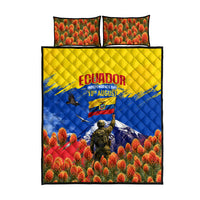 Ecuador Independence Day August 10 Quilt Bed Set Patriotic Heritage Virgin Statue And Soldier