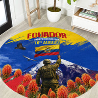 Ecuador Independence Day August 10 Round Carpet Patriotic Heritage Virgin Statue And Soldier