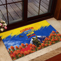 Ecuador Independence Day August 10 Rubber Doormat Patriotic Heritage Virgin Statue And Soldier