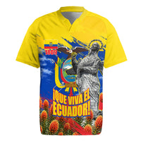 Ecuador Independence Day August 10 Rugby Jersey Patriotic Heritage Virgin Statue And Soldier