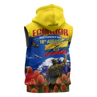 Ecuador Independence Day August 10 Sleeveless Zip Hoodie Patriotic Heritage Virgin Statue And Soldier