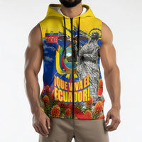 Ecuador Independence Day August 10 Sleeveless Zip Hoodie Patriotic Heritage Virgin Statue And Soldier