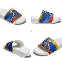 Ecuador Independence Day August 10 Slide Sandals Patriotic Heritage Virgin Statue And Soldier