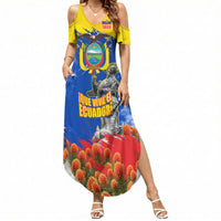 Ecuador Independence Day August 10 Summer Maxi Dress Patriotic Heritage Virgin Statue And Soldier