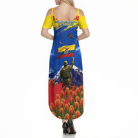 Ecuador Independence Day August 10 Summer Maxi Dress Patriotic Heritage Virgin Statue And Soldier