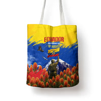 Ecuador Independence Day August 10 Tote Bag Patriotic Heritage Virgin Statue And Soldier