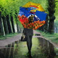 Ecuador Independence Day August 10 Umbrella Patriotic Heritage Virgin Statue And Soldier