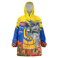 Ecuador Independence Day August 10 Wearable Blanket Hoodie Patriotic Heritage Virgin Statue And Soldier