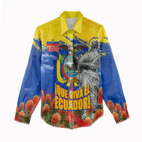 Ecuador Independence Day August 10 Women Casual Shirt Patriotic Heritage Virgin Statue And Soldier