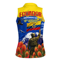 Ecuador Independence Day August 10 Women Sleeveless Polo Shirt Patriotic Heritage Virgin Statue And Soldier