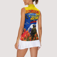 Ecuador Independence Day August 10 Women Sleeveless Polo Shirt Patriotic Heritage Virgin Statue And Soldier