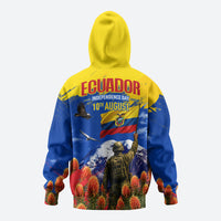 Ecuador Independence Day August 10 Zip Hoodie Patriotic Heritage Virgin Statue And Soldier