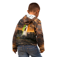 Ireland UFO Kid Hoodie Irish Landscape Answer The Call
